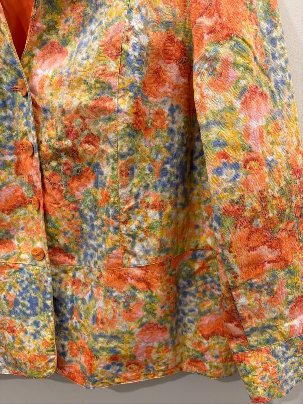 Coldwater Creek Multicolor Floral-Print butter yellow Button-Down Jacket blazer - Picture 3 of 13